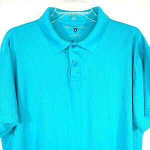 Saddlebred Polo Shirt Men Size L Blue-Green Short Sleeve Golf Casual Check Print